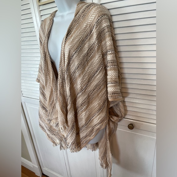 Sweater Poncho | Khaki Textured Print |One Size Fits All - Picture 4 of 5